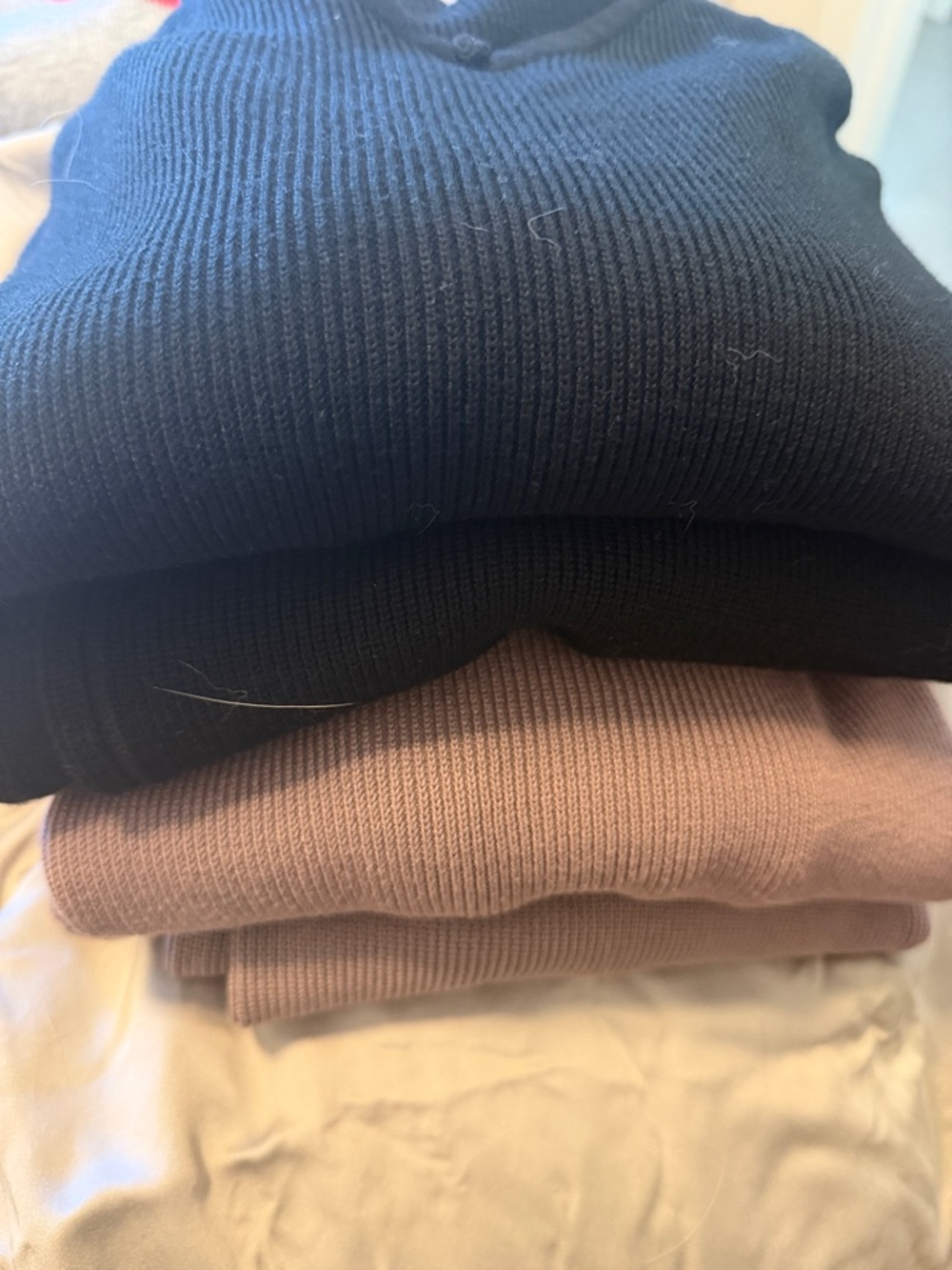 two sets for one price of Ribbed Knit Sweaters in Black and Taupe